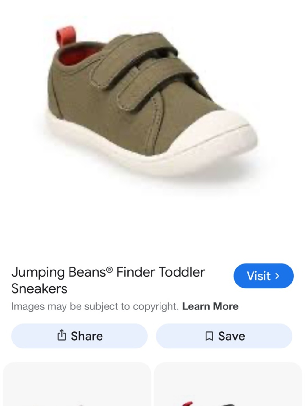 jumping beans Olive and White Toddler Sneakers with Hook-and-Loop Straps
